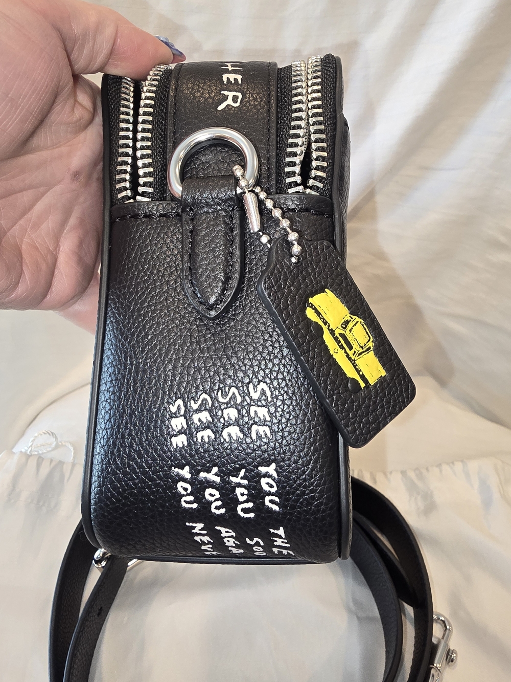 Coach Black Leather Crossbody Bag with Dino Sketch - Picture 11 of 12
